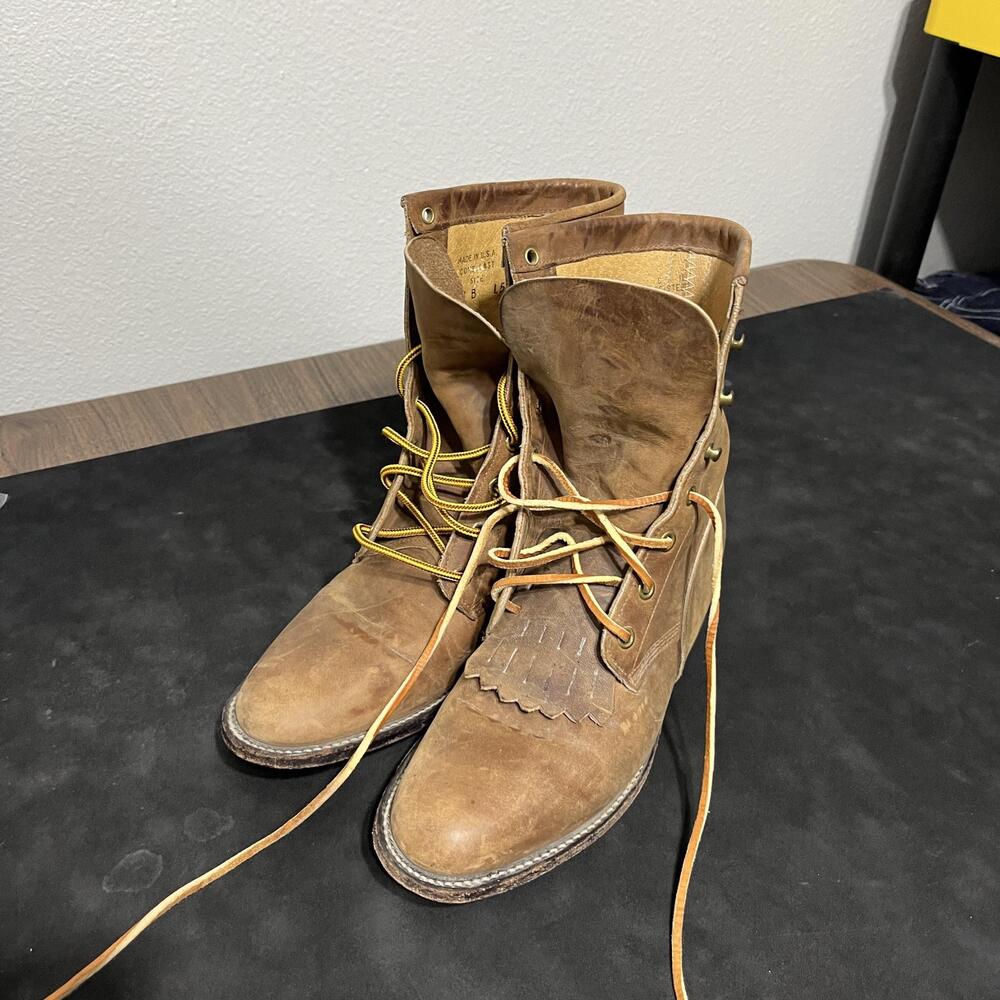 Justin Logger Boots Womens Size 7 Combat Leather Hiking Outdoor Western USA 70s